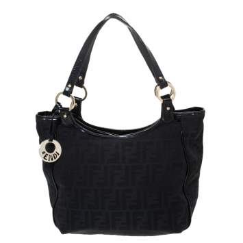 Pre Owned Fendi Black  Zucca Canvas Chef Shopper Tote