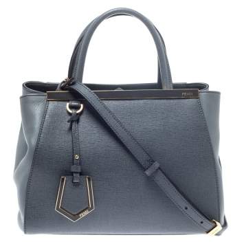 Pre Owned Fendi Grey Saffiano Leather Small 2Jours Tote