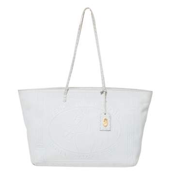 Pre Owned Fendi White Selleria Leather Horse Roll Tote