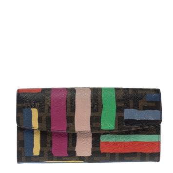 Pre Owned Fendi Multicolor Zucca Coated Canvas Wallet