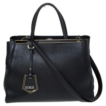 Pre Owned Fendi Black Leather Medium 2Jours Tote 