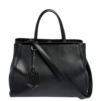 Pre Owned Fendi Black Leather Medium 2Jours Tote 