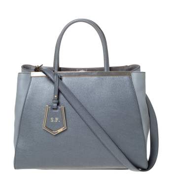 Pre Owned Fendi Grey Leather Medium 2Jours Tote