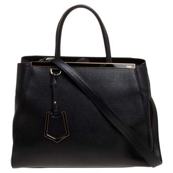 Pre Owned Fendi Black Leather Medium 2Jours Tote