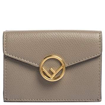 Pre Owned Fendi Beige Leather Micro Trifold Compact Wallet