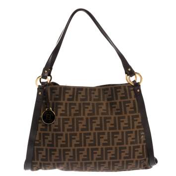 Pre Owned Fendi Tobacco Zucca Canvas and Leather Chef Tote