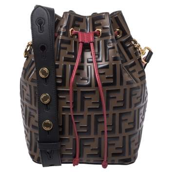 Pre Owned Fendi Tricolor Zucca Leather Mon Tresor Grande Bucket Bag