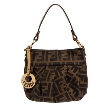Pre Owned Fendi Tobacco Zucca Canvas and Leather Mini Chef Bag