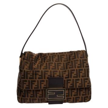 Pre Owned Fendi Tobacco Zucca Canvas and Leather Big Mama Forever Shoulder Bag