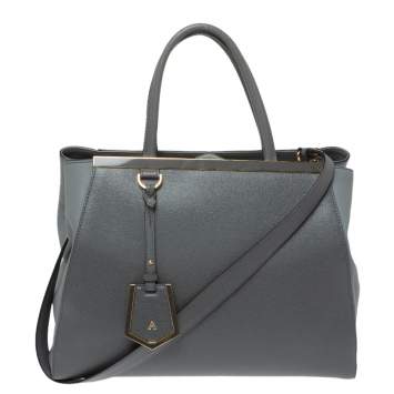 Pre Owned Fendi Grey Leather Medium 2jours Tote