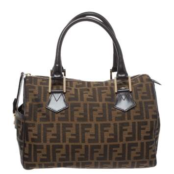 مملوكة مسبقًا Fendi Tobacco Zucca Coated Canvas Small Boston Bag