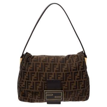 Pre Owned Fendi Tobacco Zucca Canvas and Leather Big Mama Forever Shoulder Bag