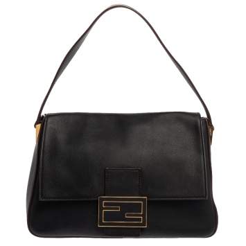 Pre Owned Fendi Black Leather Mama Forever Shoulder Bag