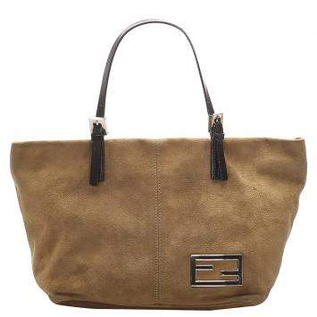 Pre Owned Fendi Brown Suede Tote Bag