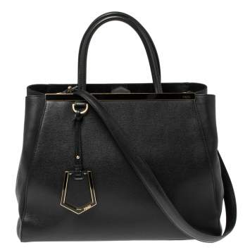 Pre Owned Fendi Black Leather Medium 2jours Tote