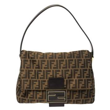 Pre Owned Fendi Tobacco Zucca Canvas and Leather Mama Forever Shoulder Bag