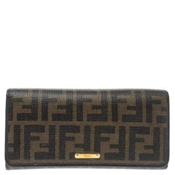Pre Owned Fendi Tobacco Zucca Coated Canvas and Leather Continental Wallet