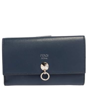 Pre Owned Fendi Blue Leather By The Way Compact Wallet