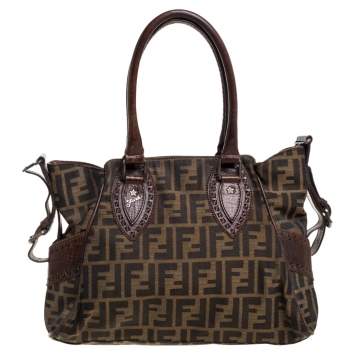 Pre Owned Fendi Brown Canvas and Leather Small Zucca Chef De Jour Bag
