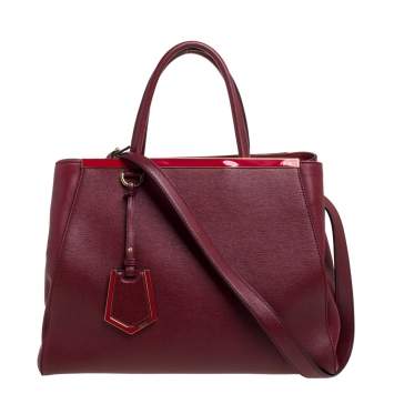 Pre Owned Fendi Red Leather Medium 2jours Tote