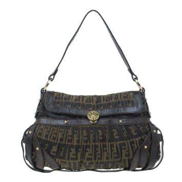 Pre Owned Fendi Brown Zucca Chef Hobo
