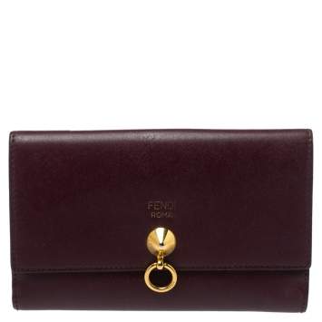 Pre Owned Fendi Burgundy Leather By The Way Wallet