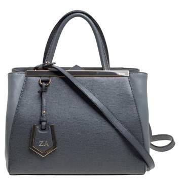 Pre Owned Fendi Grey Leather Mini 2Jours Tote 