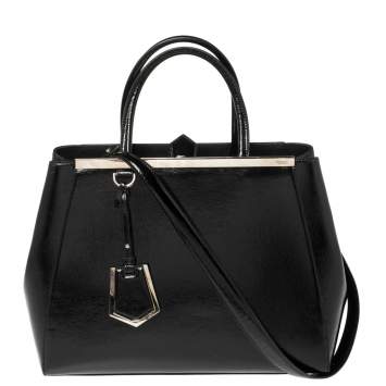 Pre Owned Fendi Black Patent Leather Medium 2jours Tote