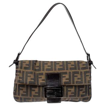 Pre Owned Fendi Tobacco Zucca Canvas and Leather Mama Baguette Bag