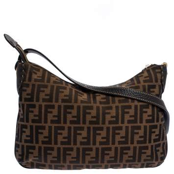 Pre Owned Fendi Tobacco Zucca Canvas and Leather Crossbody Bag