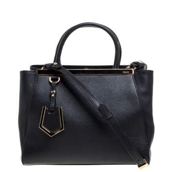 Pre Owned Fendi Black Leather Mini 2Jours Tote 