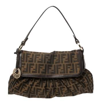 Pre Owned Fendi Tobacco Zucca Canvas Chef Shoulder Bag