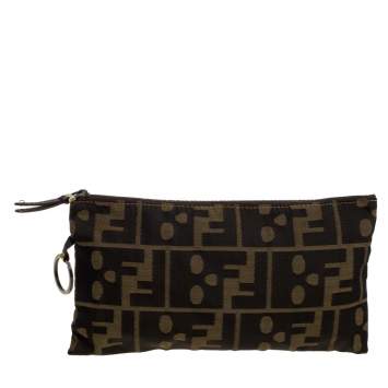 Pre Owned Fendi Tobacco Zucca Canvas Pouch