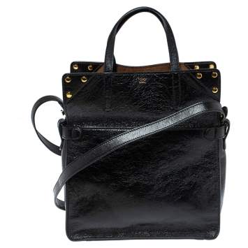 Pre Owned Fendi Black/Brown Leather and Suede Flip Tote