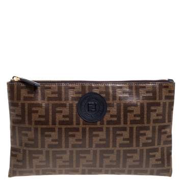 Pre Owned Fendi Coated Canvas FFreedom Pouch Bag