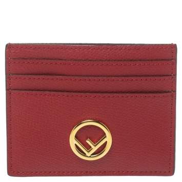 Pre Owned Fendi Red Leather F is Fendi Card Holder