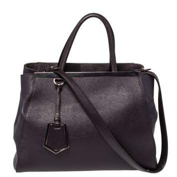 Pre Owned Fendi Purple Leather Medium 2Jours Tote