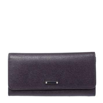 Pre Owned Fendi Purple Leather Elite Continental Wallet