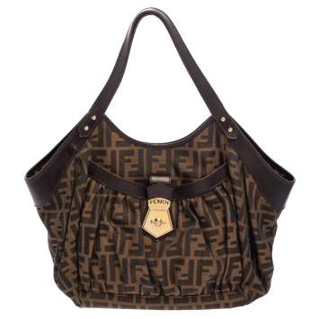 Pre Owned  Fendi Tobacco Zucca Canvas and Leather Borsa Chef Tote