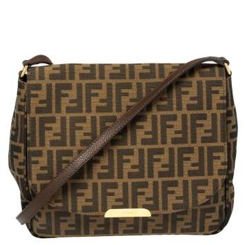 Pre Owned Fendi Tobacco Zucca Canvas Messenger Bag