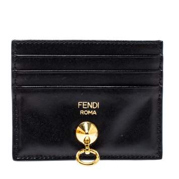Pre Owned Fendi Black Leather By The Way Card Holder