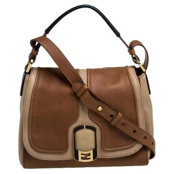 Pre Owned Fendi Colorblock Leather Medium Anna Shoulder Bag