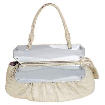 Pre Owned Fendi Silver Shimmering Leather Disco To You Clutch