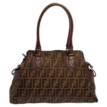 Pre Owned Fendi Tobacco Zucca Canvas Chef De Jour Bag