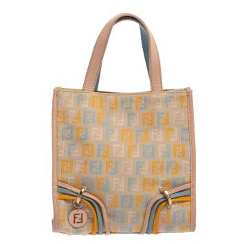 Pre Owned Fendi Multicolor Zucchino Canvas and Leather Mini Tote
