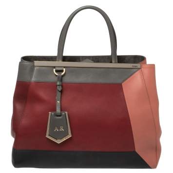 Pre Owned Fendi Colorblock Leather Medium Sac 2jours Elite Tote