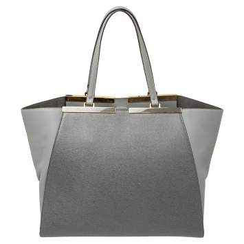 Pre Owned Fendi Grey Leather Large 3Jours Tote