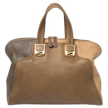Pre Owned Fendi Tricolor Leather Chameleon Satchel 