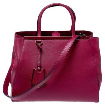 Pre Owned Fendi Magenta Leather Medium Sac 2jours Tote