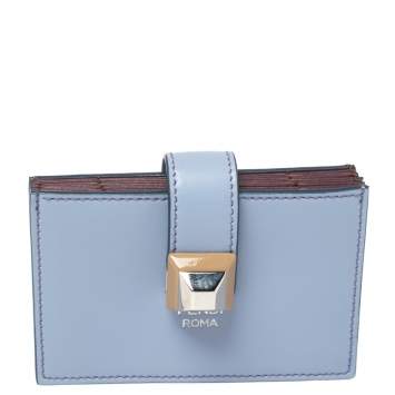 Pre Owned Fendi Lavender Leather Single Stud Multiple Card Holder